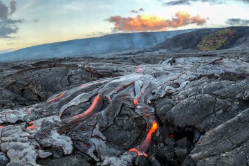 Panorama of lava fields in Hawaii